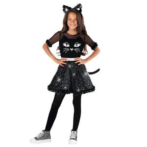 Morph Black Cat Costume For Girls - Kids Halloween Cat Costume - Cute Black Cat Outfit For Girls - Fun Dress Up, 4-6 Years