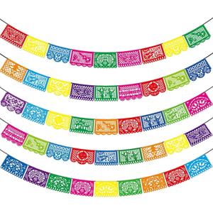 5PCS Mexican Party Banners, Cinco De Mayo Decoration Fiesta Party Decoration, Mexican Themed Party Decor 5 De Mayo Banner Plastic Papel Picado, Mexico Birthday Party Supplies -12 Patterns/90FT (A1.multicolour-5pcs)