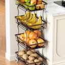 Fruit Basket, 4-Tier Small Kitchen Organizer and Storage Cart on Wheels, Rolling Pantry Snack Cart with Handle for Storing Fruit, Potato, Onion, Snacks, Vegetables, Bread, Produce