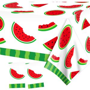2-Pack Watermelon Tablecloths 51x87 Inch Watermelon Party Tablecloths Disposable Plastic Table Covers Melon Table Cloth Melon Tablecloth for Summer one in A Melon Party Decorations