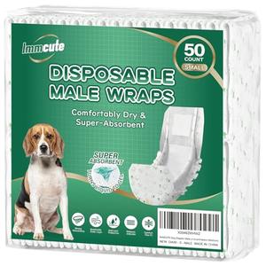 IMMCUTE Dog Diapers Male Small 50 Ct, Male Dog Diapers Disposable with Wetness Indicator, Adjustable Puppy Diapers Male, Flashdry Gel Technology, Male Dog Wraps for Incontinence & Marking