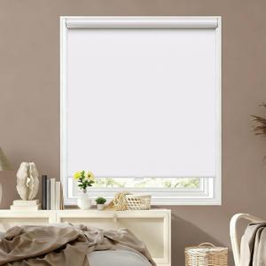 Cordless Roller Shades Blackout Blinds for Windows Room Darkening Rolled Up Shades with Spring System, UV Protection Window Shades Door Blinds for Home and Office (White, 36" W x 72" H)