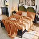 SONORO KATE 100% French Pure Linen Sheets, Breathable and Durable Linen King Size Sheets, Anti-Tear Linen Bed Sheets, Machine Washable, 16 Inch Deep Pocket - 4 Piece (Orange, King)