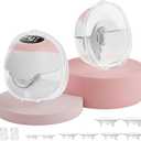 Hands-Free Wearable Electric Breast Pump, 3 Modes &15 Levels,320mmHg Strong Suction,Double-Sealed Leak-Proof Flange for Baby-Like Comfort,18/20/22/24mm Adjustable Flange, Pink 2-Pack Breast Pump Set