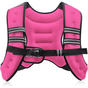 ZELUS Weighted Vest,  8lb Weight Vest with Reflective Stripe for Workout, Strength Training, Running, Fitness, Muscle Building, Weight Loss, Weightlifting, Pink(8 lb)