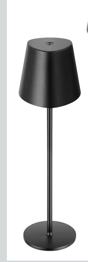 Kakanuo Cordless Table Lamp,Portable LED Battery Operated Lamp, Wireless Rechargeable Lamp, 3 Color Stepless Table Lamp for Restaurant, Bar, Party, Camping and Bedroom - Black