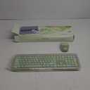 Wireless Keyboard and Mouse Combo, Colorful Ergonomic Full Size Retro Low-Noise Keyboard with Cute keycaps, Compatible with Windows, PC, Perfer for Home and Office Keyboards (Green)