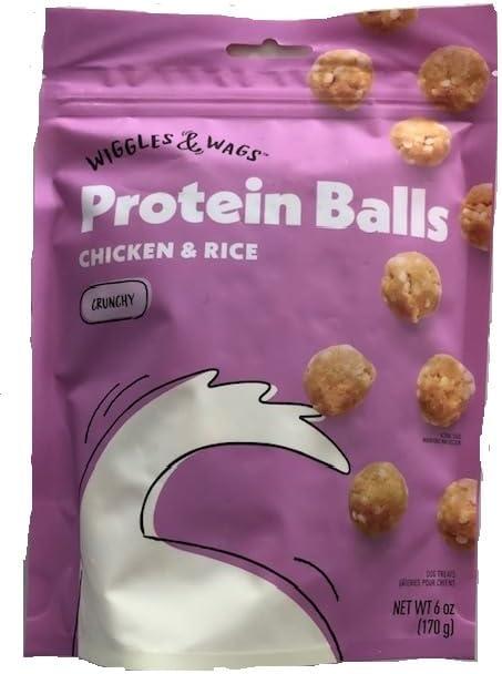 Wiggles & Wags Protein Balls Chicken & Rice Crunchy 1-6 Ounce Bag BBD: 12 MAR 2027