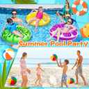 6 Pack Pool Floats Kids, 3 Pcs Inflatable Fruits Swim Tubes Rings & 3 Pcs Rainbow Beach Ball Bulk, Summer Pool Floaties for Kids Adults Swimming Float Toy Hawaiian Party Beach Water Fun Game, 30 Inch Pool Float, 12 Inch Beach Ball