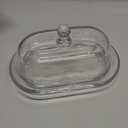7.5" Large Glass Butter Dish with Cover, Clear Crystal Glass Butter Holder Tray with Lid for Countertop Fridge