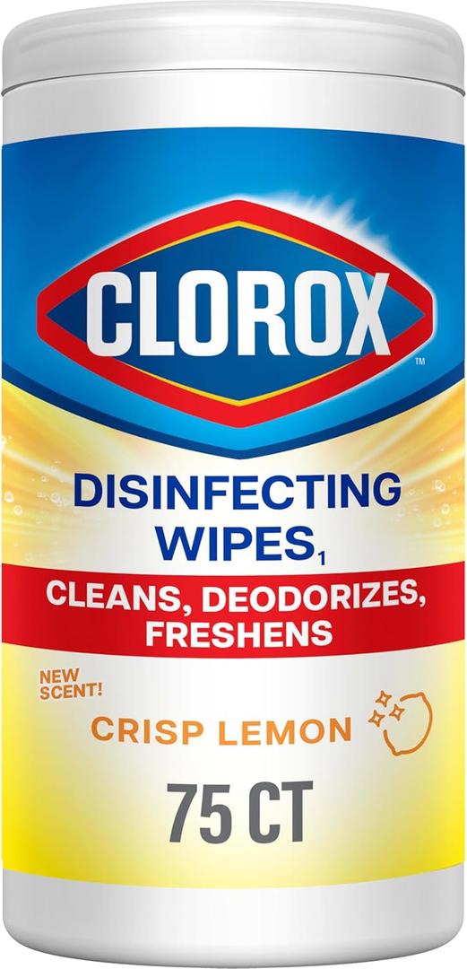 Clorox Disinfecting Cleaning Wipes, Bleach Free, Crisp Lemon, 75 Count 
