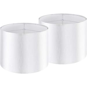 Silver-White Drum Lamp Shades Set of 2 Large Lampshade 16``Top x 16``Bottom x 12``High(Spider) Modern Lamp Shade for Table and Bedside Lamp - Lampshade Replacement ampshade