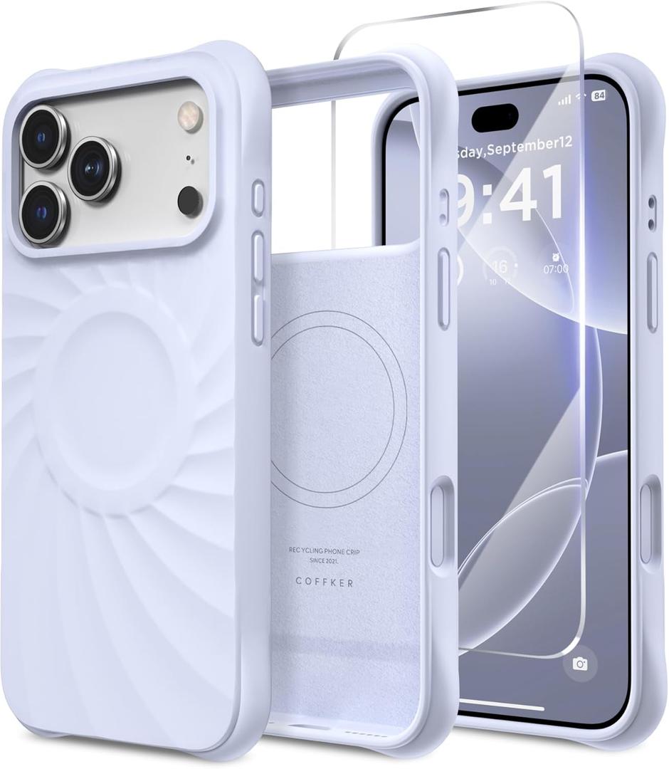 for iPhone 17 Pro Case, Compatible with MagSafe, Screen Protector +[Integrated Silicone Camera Control Button], Shockproof Protective Magnetic Case for iPhone 17 Pro 6.3", Light Purple