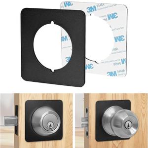Door Knob Plates Square Version, Matte Black, Thick, Door Reinforcement Plate, Scar Plates for Door Knob/Deadbolt, Door Handle Cover Filler Fixing Repair Backplate(2 Pcs, Matte Black)