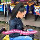 MODSIGHT Yaki Straight Ponytail Extension for Black Women, 14 Inch Black Fluffy Thick Synthetic Yaki Ponytails, Drawstring Yaki Ponytail for Black Women Girls (Natural Black 1B)