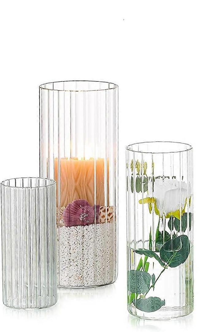 Candle Clear Glass Cylinder Centerpieces Vases Table Decoration 3 Pieces