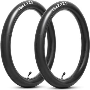 16x2.125 Replacement Butyl Inner Tube, 16 Inch Bike Tube with CR202 Bent Valve Stem Compatible with Most 16x1.75 16x1.95 16x1.75/2.125 Electric Bicycle Bike Motorcycle and Most Kids Bikes 2Pcs