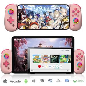 arVin Mobile Gaming Controller for iPad/Tablet[Within 5-10"] Phone Game Controller for iPhone/Android with RGB Hall Effect Joystick/Turbo/6-Axis Gyro/Vibration/Support Streaming on Xbox/PS4/PC Console