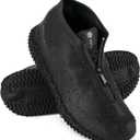 Waterproof Rain Shoe Covers, Silicone Overshoes with Zipper Non-slip Galoshes for Men and Women (Black) M