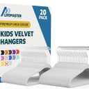 White Velvet Kids Hangers 20 Pack, 10.83" Non-Slip Baby & Toddler Hangers for Clothes, Space-Saving Slim ABS Plastic with 360 Swivel Hook & Notched Shoulders, Up to 10 lb Capacity