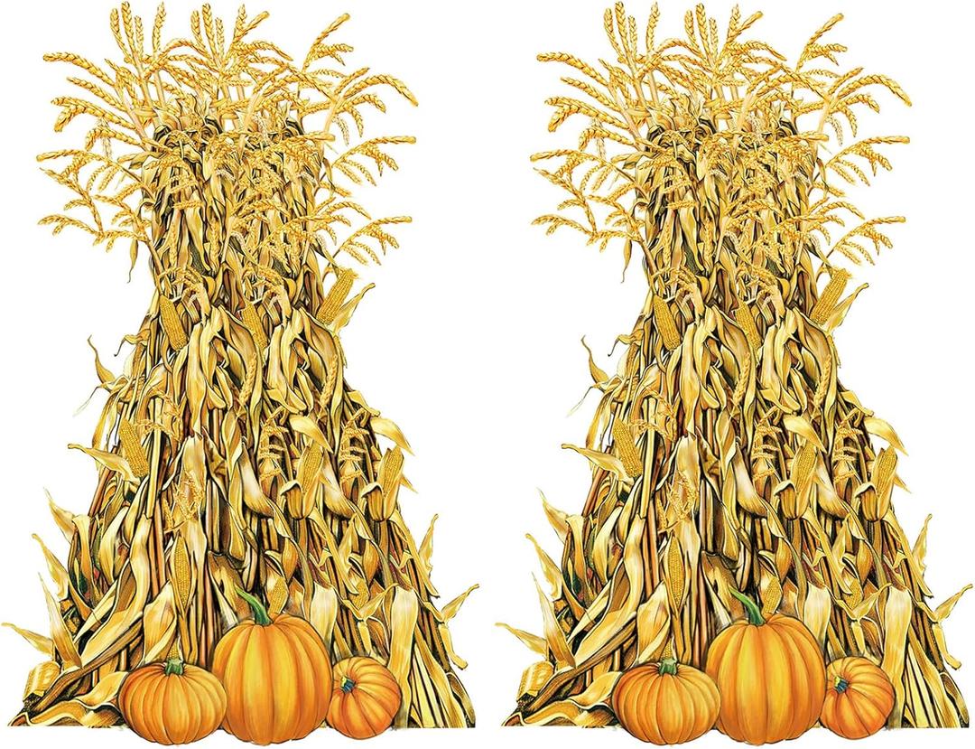 Fanfanwin 2 Pcs Corn Stalks Decorations Thanksgiving Wall Decor Fall Party Decorations Large Vintage Corn Stalks Decorative Cutouts for Autumn Harvest Party Farmhouse Home Supplies Indoor Outdoor