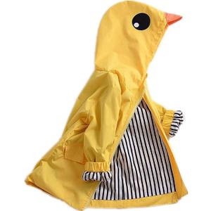 CM C&M WODRO Toddler Baby Boy Girl Duck Rain Jacket Cute Cartoon Animal Raincoat Hoodie Kids Coat Fall Winter School Outfit (4T, Yellow)
