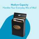 Architectural Mailboxes Designer Locking, Vertical Wall-Mounted Mailbox for Outside, Modern Metal Galvanized Steel Medium Mail Box with Lock and Key Drop Box, Black with Optional Mail Emblem
