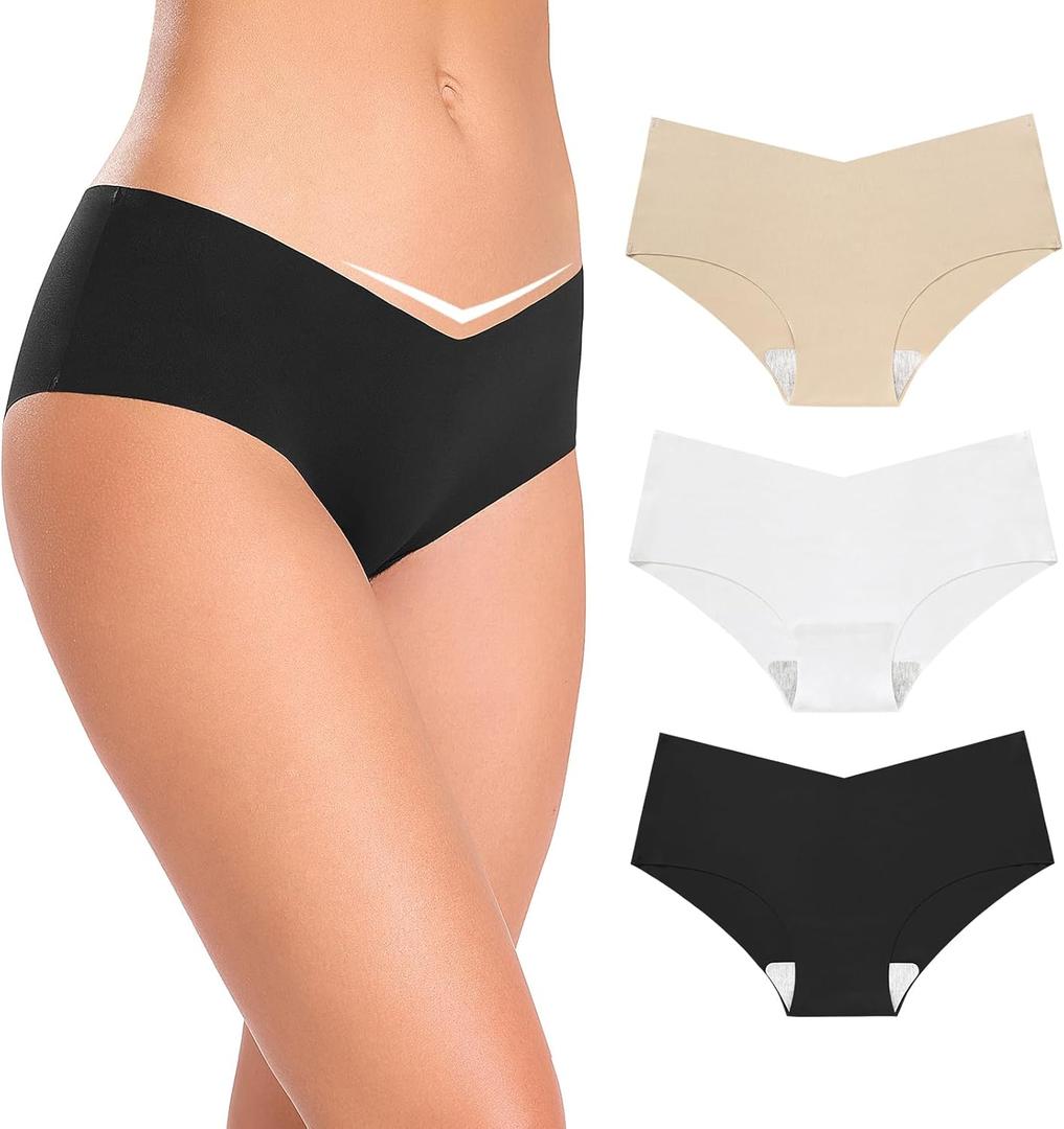 Altheanray Womens Underwear Bikini Silky Seamless Underwear for Women Panties Cheeky Hipster No Show Women's Underwear (X-Large, Black White Skin)
