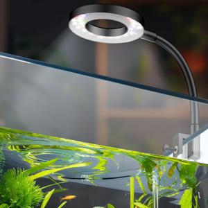 Pawfly 6 W LED Aquarium Light for 1 to 5 Gallon Fish Tanks Clip On Fish Tank Light USB Moving Aquarium Lamp with Full Spectrum Dimmable White Blue Red Green Lights with Timer (Adapter Not Included)