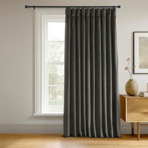 HPD Half Price Drapes Signature Velvet Thermal Blackout Curtains for Living Room 96 Inch Long (1 Panel) Rod Pocket Insulated Blackout Curtains for Bedroom Window Curtains, 100W x 96L, Gunmetal Grey