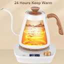 Gooseneck Electric Kettle, Intelligent Temperature Control, Stainless Steel Inner, Quick Heating, for Pour Over Coffee, Brew Tea, Boil Hot Water, 1000W 0.9L Cream White