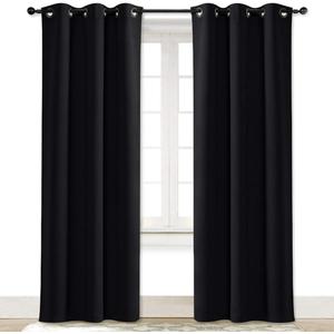 NICETOWN Soundproof Thermal Insulated Blackout Curtain Thermal Insulated Solid Grommet Room Darkening Drape for Dining Room (Single Panel, 42 inches by 84 inch, Black)