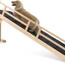 Dog Ramp for Bed or Couch, Wooden Pet Ramp with 20 Gentle Slope, Removable Side Rails, Non-Slip Surface, Top Platform & Wheels, Safe Bed Ramp for Small, Medium & Senior Dogs, 74" Long, Natural (L-73.2"L x 33.1"H x 16"W)