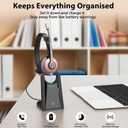 Wireless Headset with Mic for Work, Wireless Headset with Microphone (Noise Cancelling & Mute Button, USB Dongle & Charging Base), Bluetooth Headphones for Home/Office/Computer/Laptop/Phone/Teams/Zoom