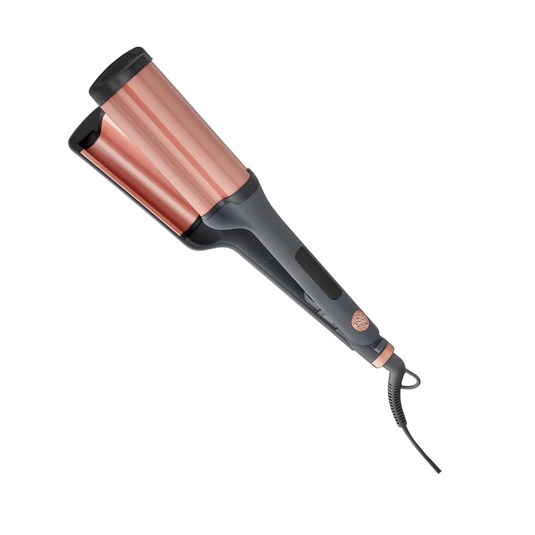 Hairitage 3 Barrel Curling Iron for Beach Waves and Curls - Ceramic Tourmaline Crimping Iron - Hair Waver for Mermaid Waves - Pink Barrel Curling Iron - Reduce Frizz + Increase Shine - All Hair Types