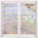 Volcanics Window Privacy Film Static Window Clings Vinyl 3D Window Decals Window Stickers Rainbow Window Film for Glass Door Home Heat Control Anti UV 17.5 x 118 Inches (Multicolor)