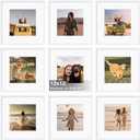 KINLINK 12x12 Frame Set of 9, 12 by 12 Square Picture Frames with Plexiglass for Picture 8x8 with Mat or 12x12 without Mat Art Collage for Wall Gallery and Tabletop Display, 12 x 12 Frame White
