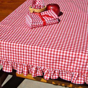 Plaid Ruffled Table Cloth 60x114x6