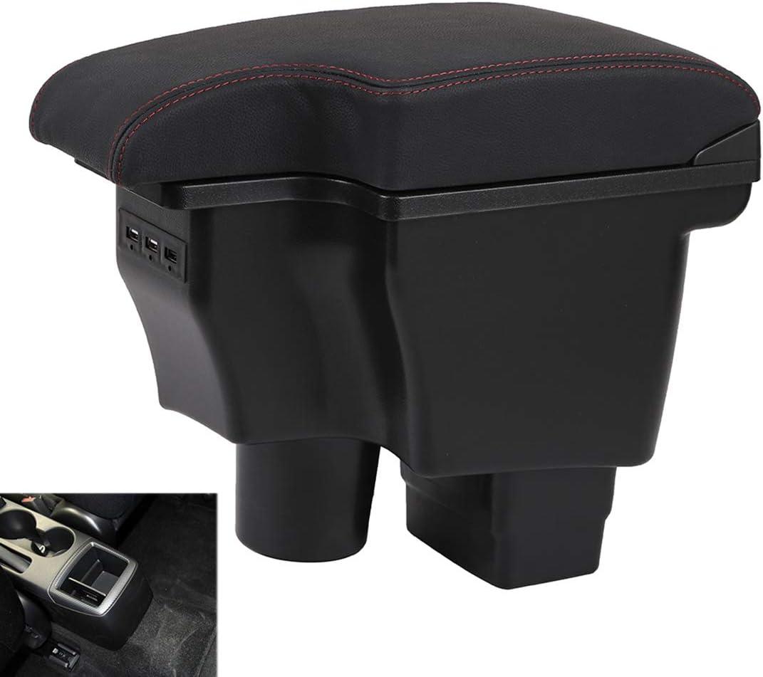 YJYWZH Double Layer Armrest Box for Mazda CX-3 2015-2018 Car Interior Storage Center Console with 3 USB Port Black (Black with Red Thread)