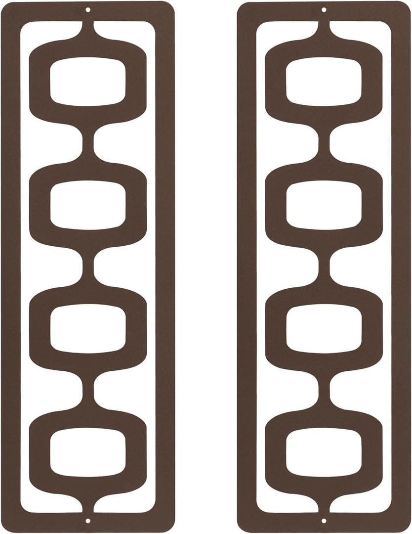 pechpell 2 Piece Metal Mid Century Modern Wall Art, 15.85.2 Inch Brown Retro Geometric Panels Sculpture, Abstract Wall Decor for Bedroom Bathroom Kitchen Office Home Decorations