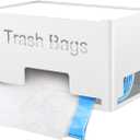 STWWO Large Trash Bag Holder Dispenser, Metal Garbage Bag Dispenser Roll Holder, Kitchen Trash Storage Organizer for Under Sink, Wall Mounted or Countertop, White