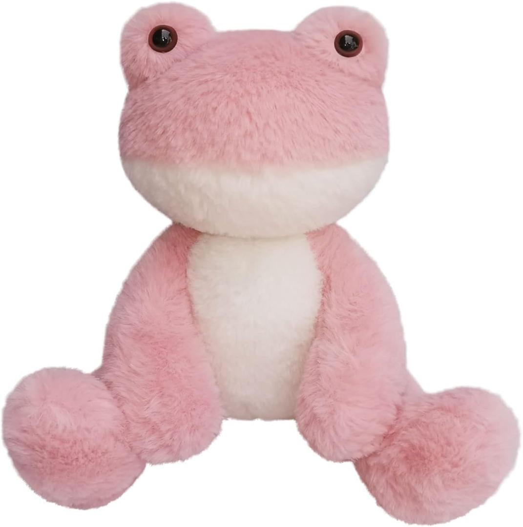 Frog Stuffed Animal, Pink Frog Plush Toy, Soft Cuddly Plushie Hugger Toy for Boys Girls, Gifts for Kids or Girlfriend, 8.5 Inches