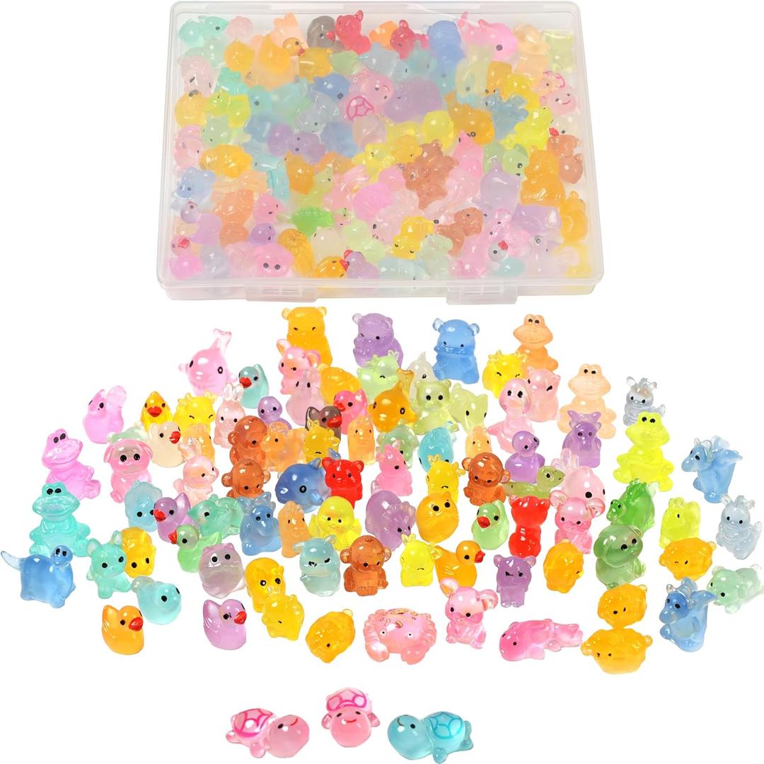 Mini Resin Ducks Tiny Animals Various Small Animals Dog, Rabbit, Turtle, Chick, Bird Glow in The Dark for Garden Micro Landscape Potted Dollhouse DecorRandom Style