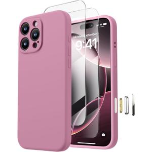 Magnetic for iPhone 16 Pro Case, Compatible with MagSafe, with 9H Nano Screen Protectors, Full Camera Protection, Silicone Shockproof Microfiber Lining Phone Case 6.3", Lilac Purple