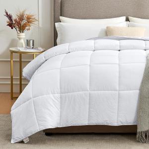 Homelike Moment Twin Comforter Duvet Insert - White Down Alternative Bed Comforter Twin Size, Lightweight Bedding Comforters Quilted Soft All Season with Coner Tabs White Square Embossed