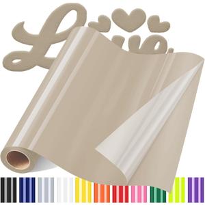 3D Puff Vinyl Heat Transfer for T-Shirts, 12" x6ft 3D Puff HTV Iron on Vinyl, 3D Puff Vinyl Heat Transfer HTV for Heat Press Clothing Beige Yellow Christmas Gifts