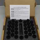 32pcs M14x1.5 Lug Nuts Spline Black, 14x1.5 Aftermarket Wheel Lug Nuts for F150 F250 F350 Silverado Sierra Ram 2500 3500 with 1 Socket Keys Long Extended