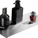 12Inch Stainless Steel Wall Mounted Floating Shelf Drilling or Shelf Adhesive Modern Room Decor Wall Shelf Floating Shelf for Bathroom Bedroom Decor (Brushed)