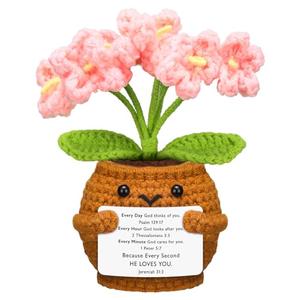 Wavwavw Valentine's Day Christian Gift for Women Positive Handmade Crochet Doll with Bible Verse Prayer Card Inspirational Scripture Religious Crochet for Sunday Group Church(Not Forget Me)