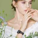 Wildflower Engraved Bands Compatible with Fitbit Sense 2, Versa 4/3, Sense Band with Charms, Soft Silicone Replacement Wristbands Strap with Cute Decorative Rings Accessories for Women